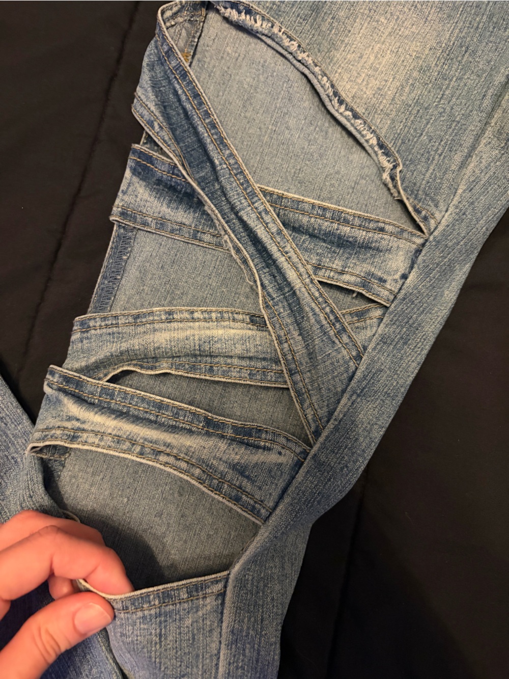 Lemore denim jeans with cut out strappy design - Picture 3 of 8